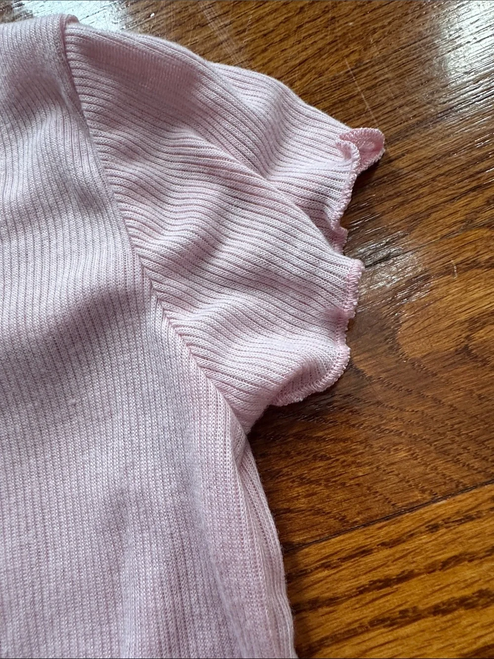 Girls Pink Short Sleeve Ribbed Top